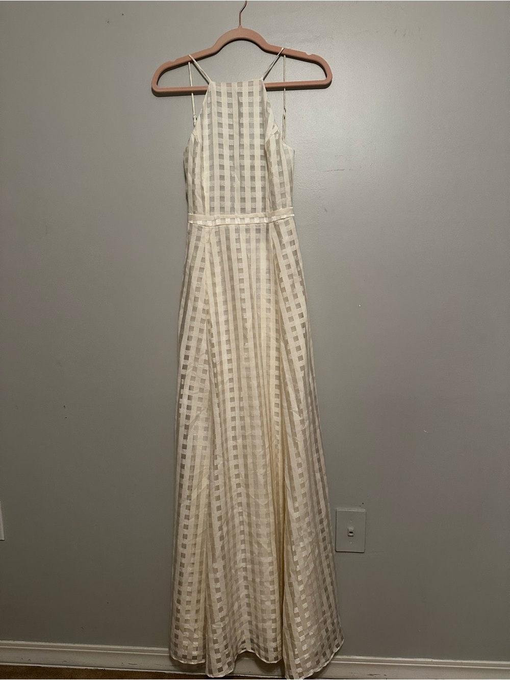 NBD Cream Gingham Backless Maxi Dress